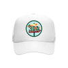 30A embroidered patch on a white high-profile foam trucker hat