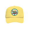 30A embroidered patch on a yellow high-profile foam trucker hat