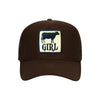 Cow Girl trucker hat in espresso brown high-profile foam, front view