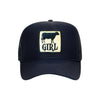 Cow Girl trucker hat in navy high-profile foam, front view