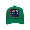 Stars & Stripes trucker hat in kelly green, front view