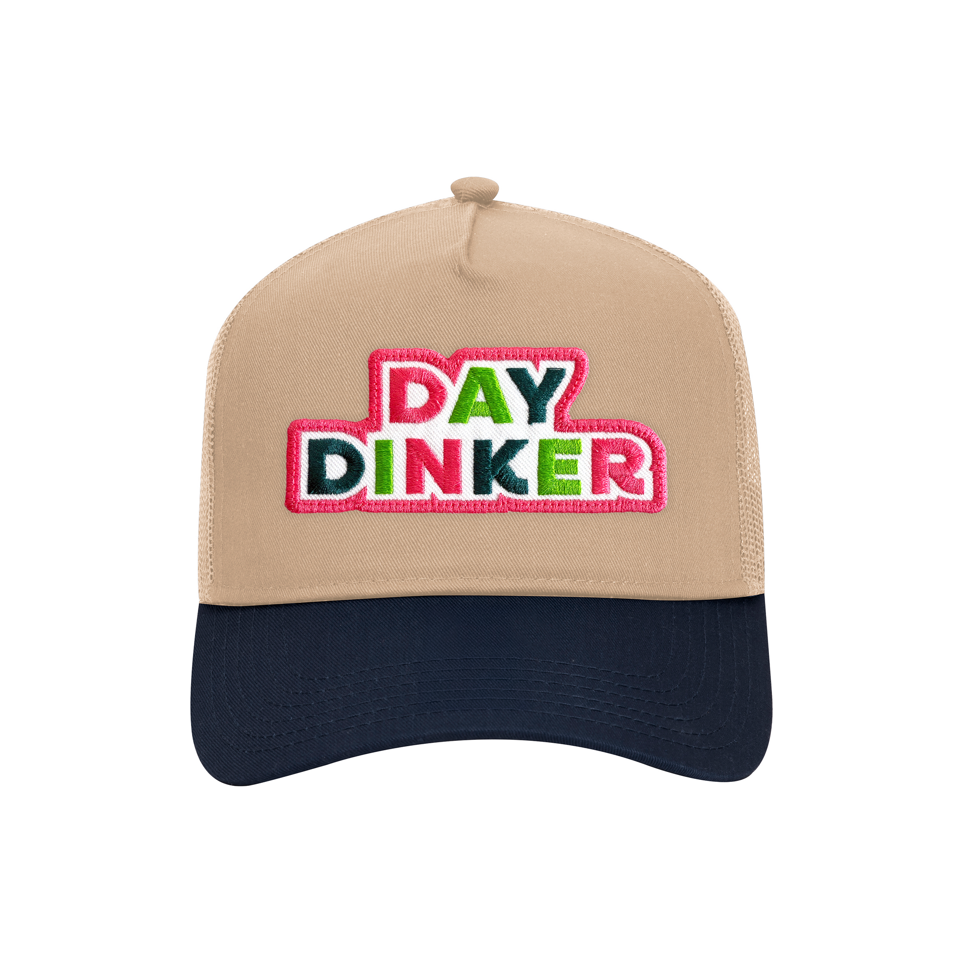 Day Dinker Trucker Hat in Khaki/Navy front view