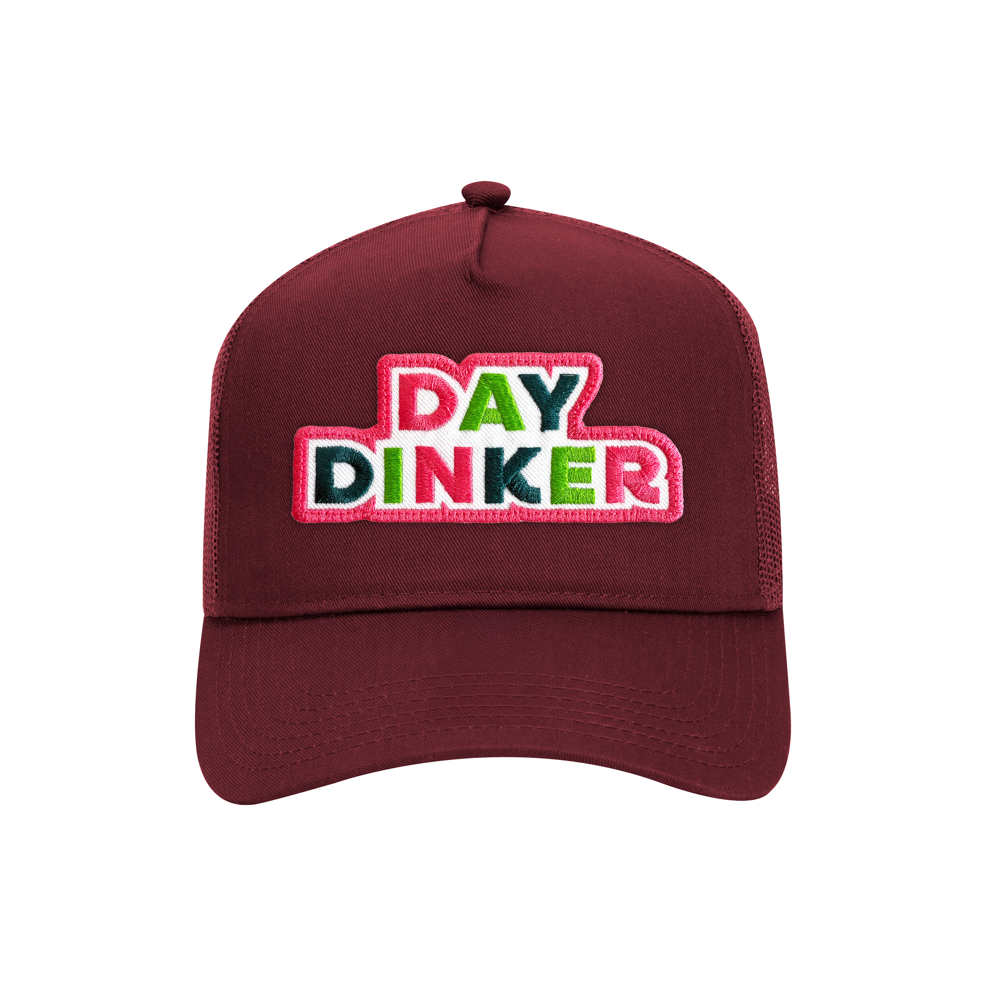 Day Dinker Trucker Hat in Maroon front view