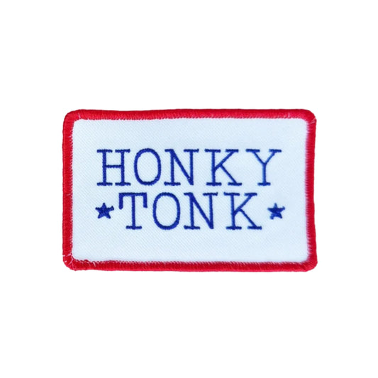 Embroidered patch with 'Honky Tonk' text on a white background