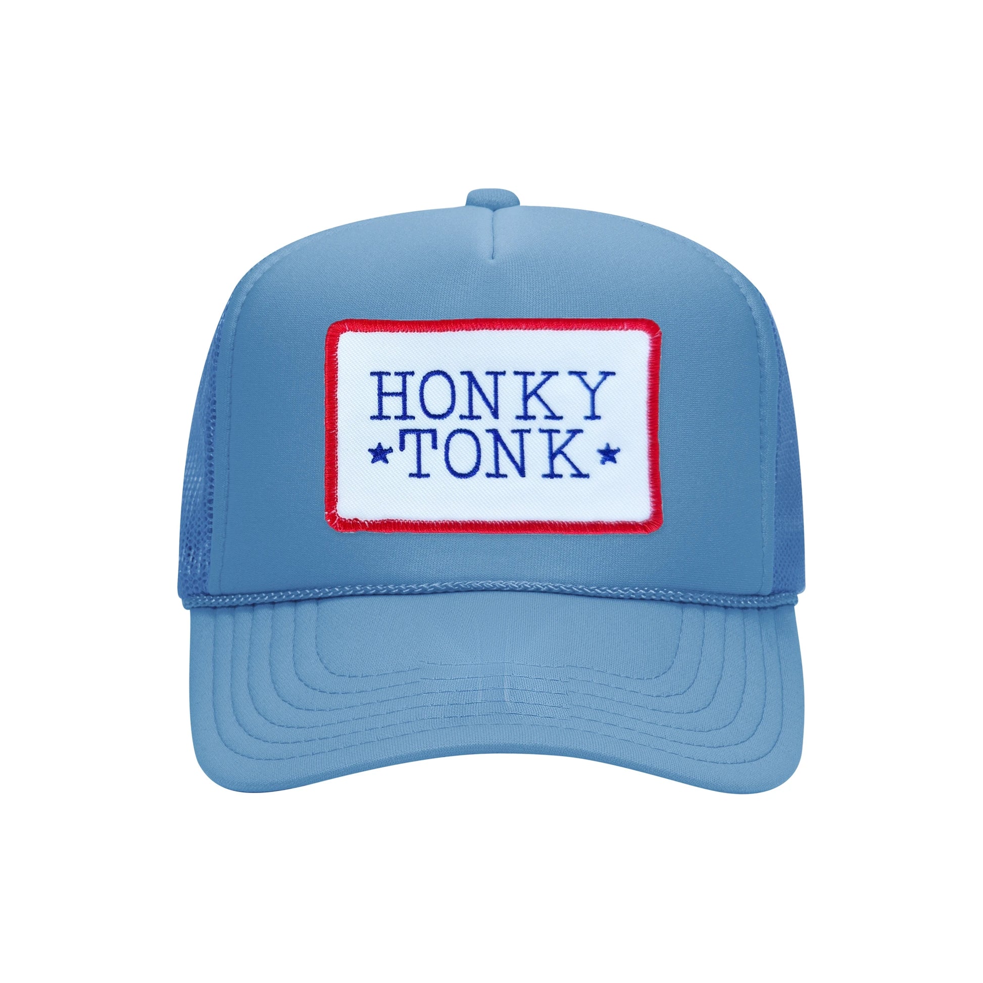 Honky Tonk trucker hat in cobalt blue high-profile foam, front view