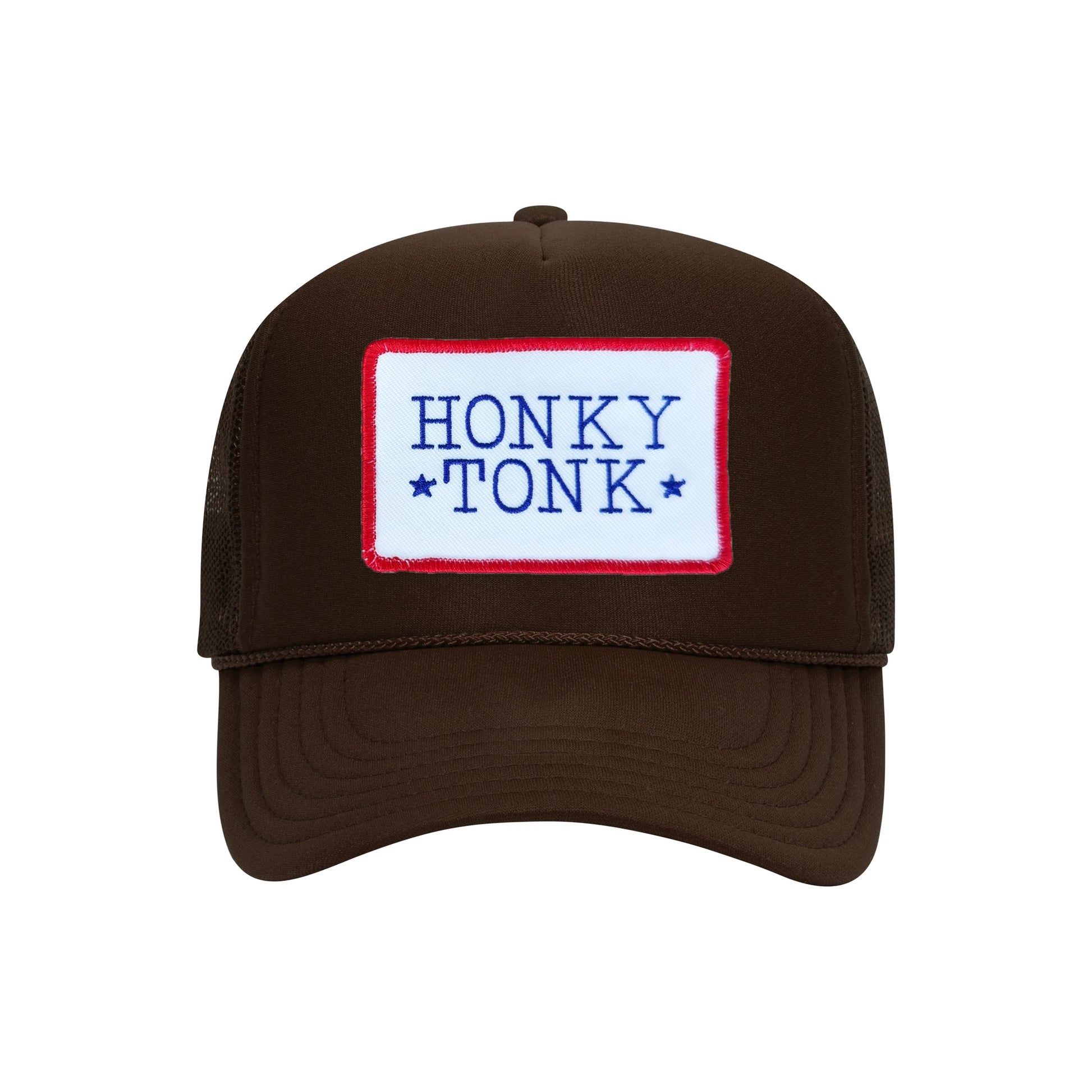 Honky Tonk trucker hat in espresso brown high-profile foam, front view