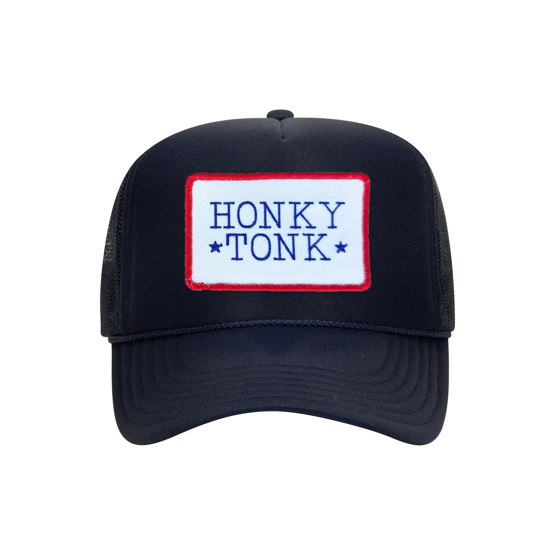 Honky Tonk trucker hat in navy high-profile foam, front view