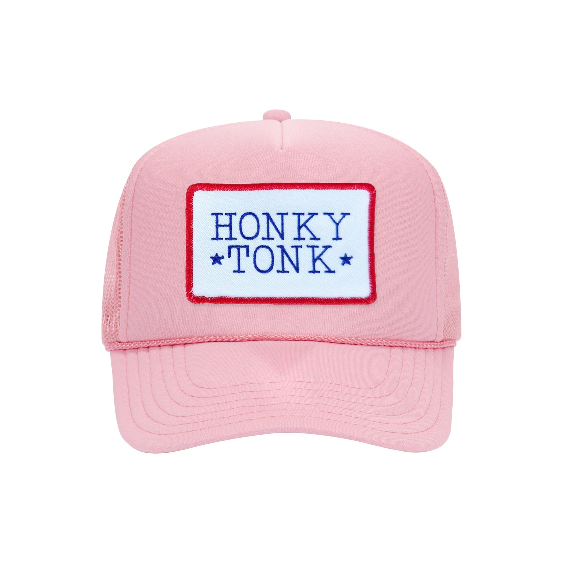 Honky Tonk trucker hat in soft pink high-profile foam, front view