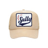 Keep It Salty embroidered trucker hat in tan, front view