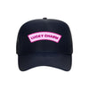 Lucky Charm trucker hat in navy high-profile foam, front view