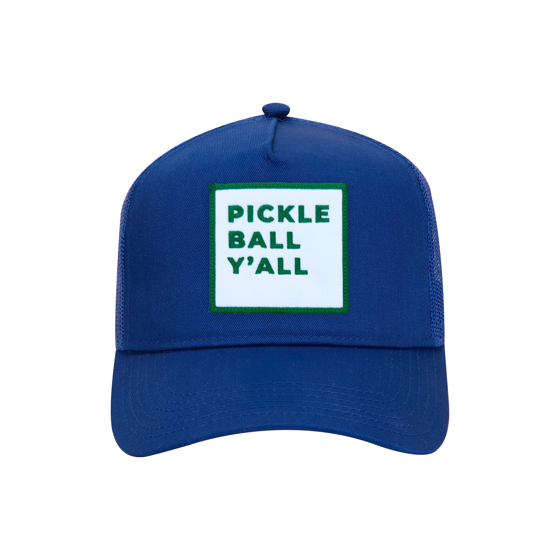 Pickleball Y'all Trucker Hat in Royal Blue front view