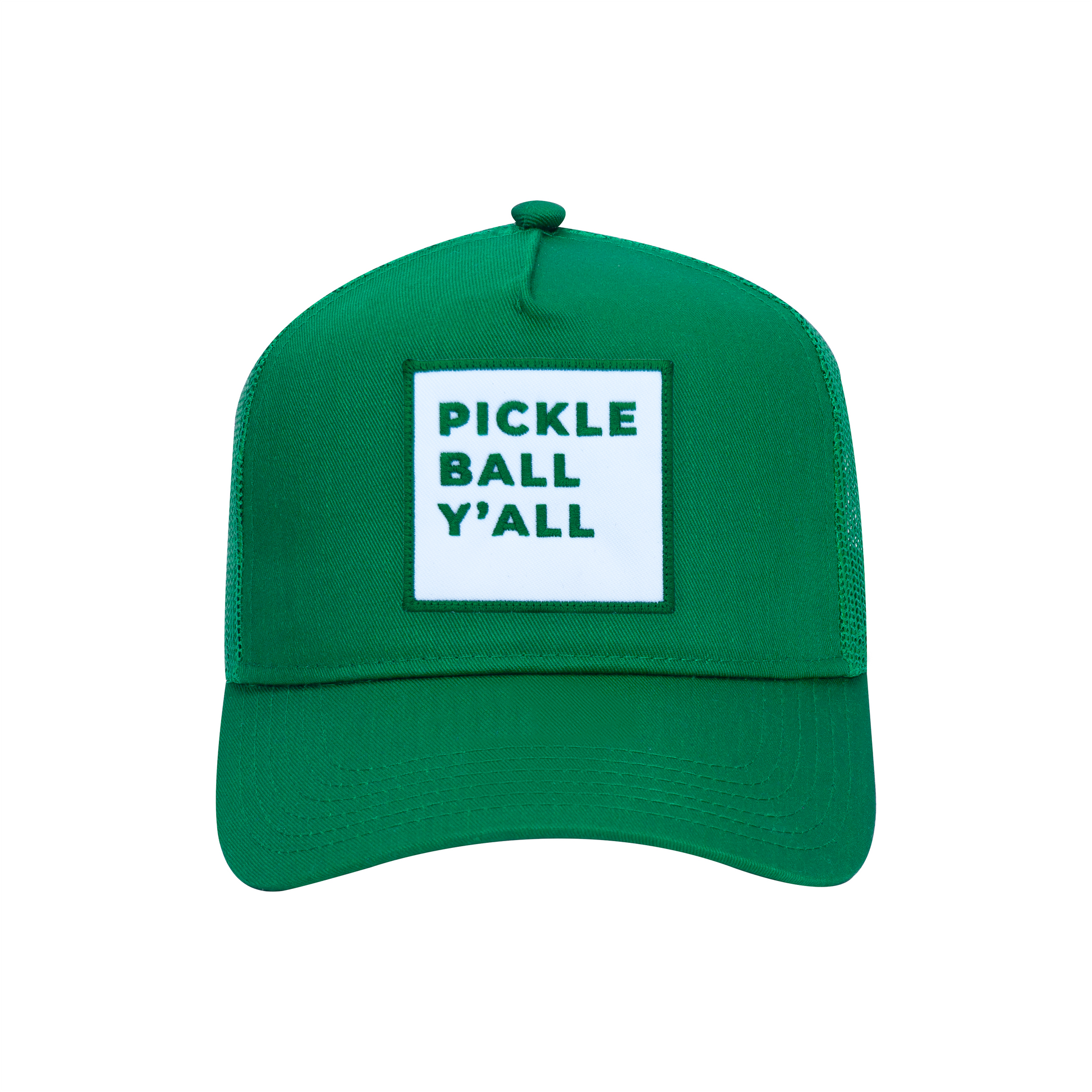 Pickleball Y'all Trucker Hat in Kelly Green front view