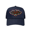 Play Free Bird trucker hat in navy, front view