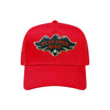 Play Free Bird trucker hat in red, front view