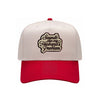 Sounds Like My Husband's Problem trucker hat in red with natural mesh, front view