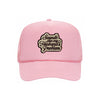 Sounds Like My Husband's Problem trucker hat in soft pink, front view