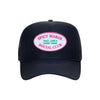 Spicy Margs Social Club trucker hat in navy high-profile foam, front view
