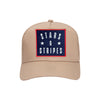 Stars & Stripes trucker hat in khaki, front view