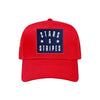 Stars & Stripes trucker hat in red, front view
